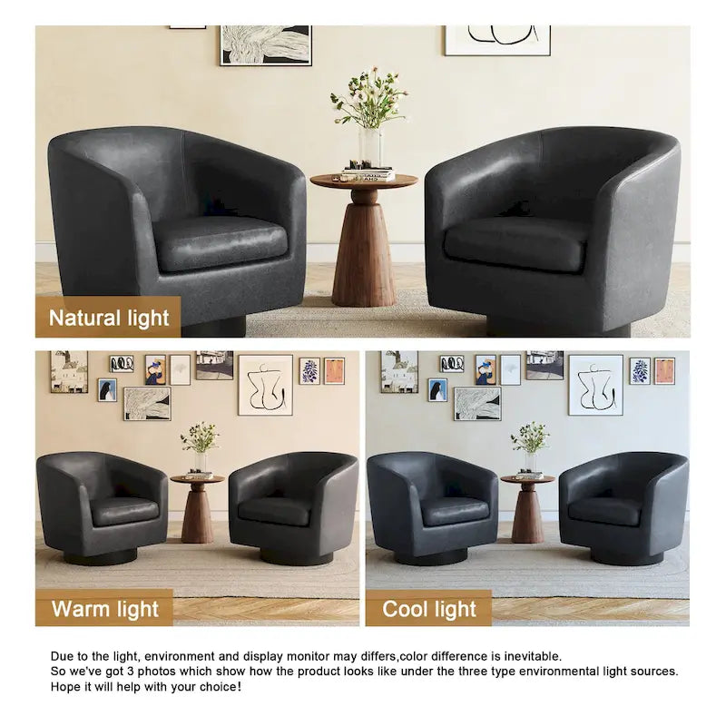 Juego de 2 sillas decorativas de tela giratorias 360, sillones tipo barril