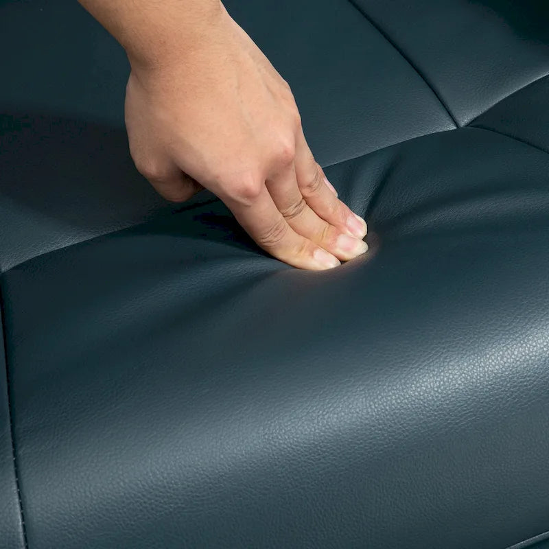 Sillón reclinable de cuero sintético con base giratoria y ajuste manual, con reposapiés cómodo y relajante