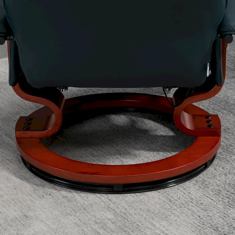 Sillón reclinable de cuero sintético con base giratoria y ajuste manual, con reposapiés cómodo y relajante