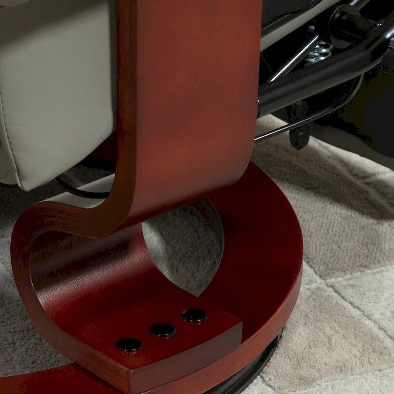 Sillón reclinable de cuero sintético con base giratoria y ajuste manual, con reposapiés cómodo y relajante