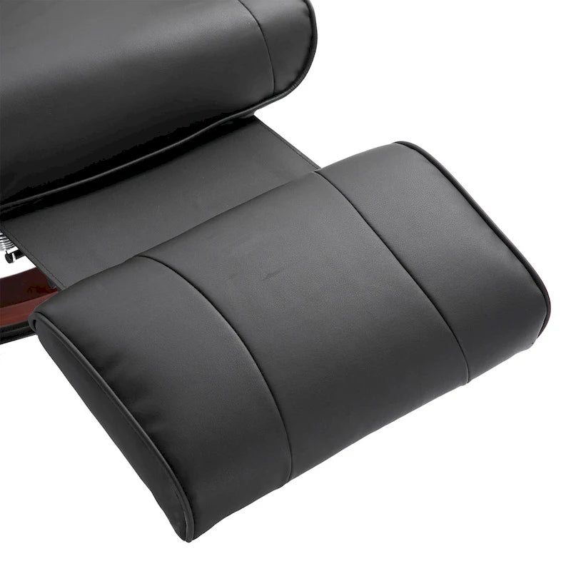 Sillón reclinable de cuero sintético con base giratoria y ajuste manual, con reposapiés cómodo y relajante