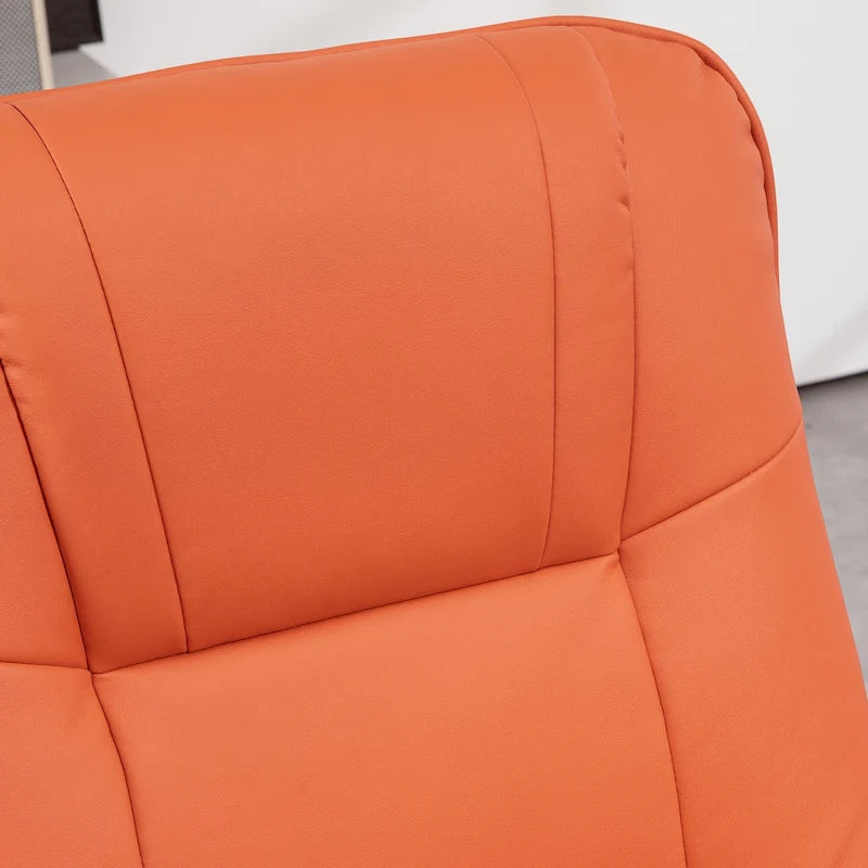 Sillón reclinable de cuero sintético con base giratoria y ajuste manual, con reposapiés cómodo y relajante