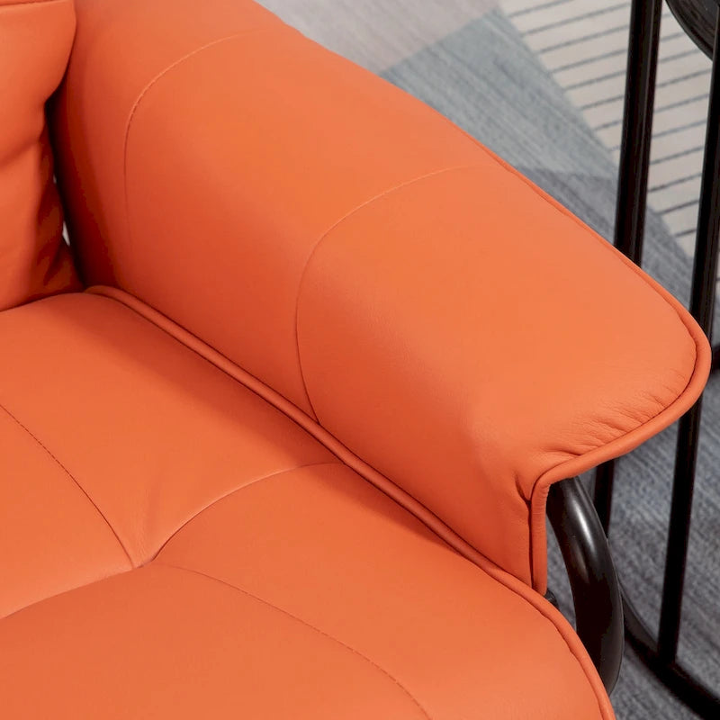 Sillón reclinable de cuero sintético con base giratoria y ajuste manual, con reposapiés cómodo y relajante