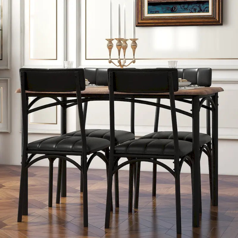 Ensemble de salle à manger avec table rectangulaire et 4 chaises rembourrées