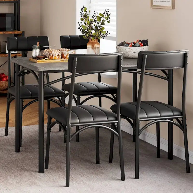 Rechteckiges Esszimmer-Set für 4 Personen mit gepolsterten Stühlen