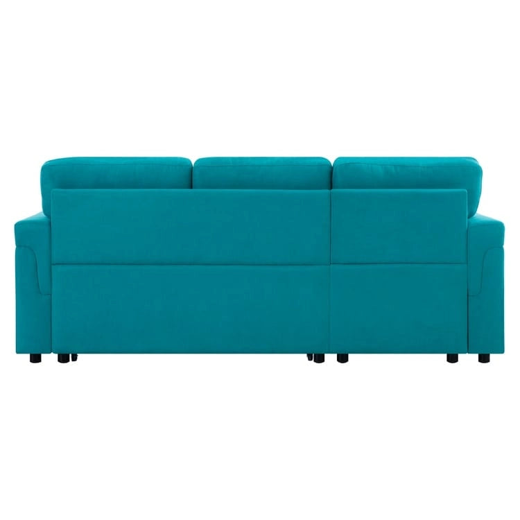 Wendbares Ecksofa mit ausziehbarem Schlafbett, versteckter Stauraum-Chaiselongue, robusten Beinen,