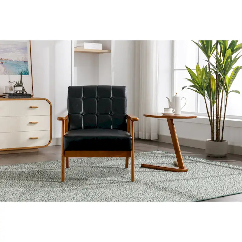 Chaise d’appoint en bois massif moderne du milieu du siècle pour salon, chambre ou studio