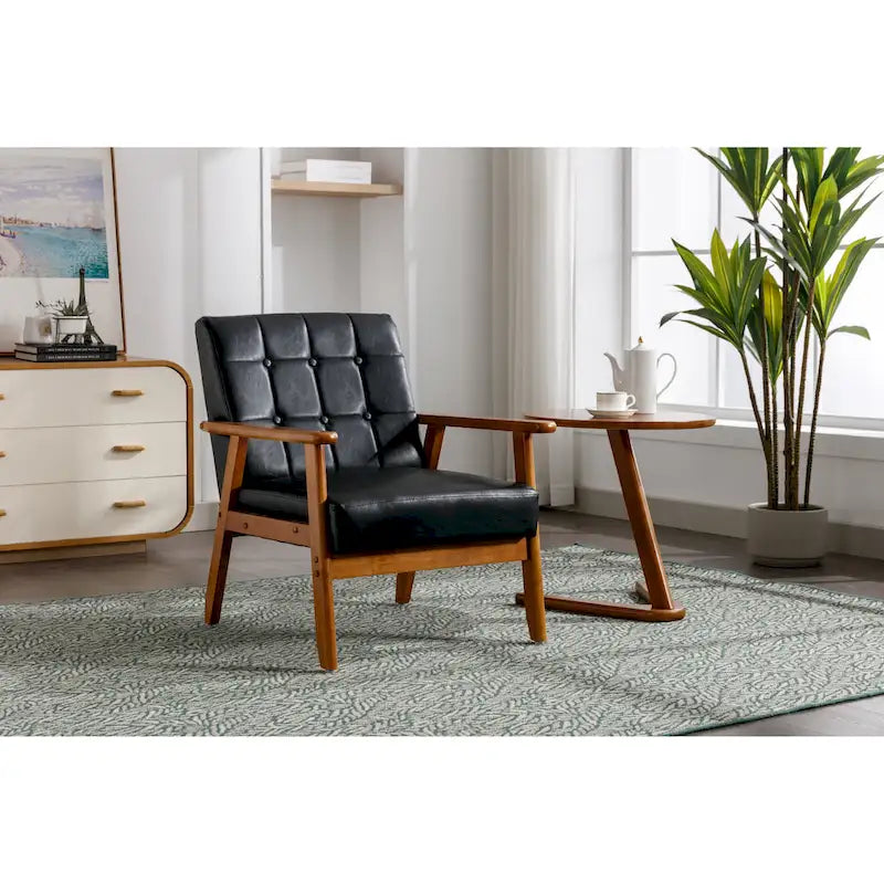 Chaise d’appoint en bois massif moderne du milieu du siècle pour salon, chambre ou studio
