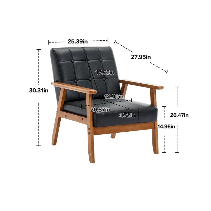Chaise d’appoint en bois massif moderne du milieu du siècle pour salon, chambre ou studio