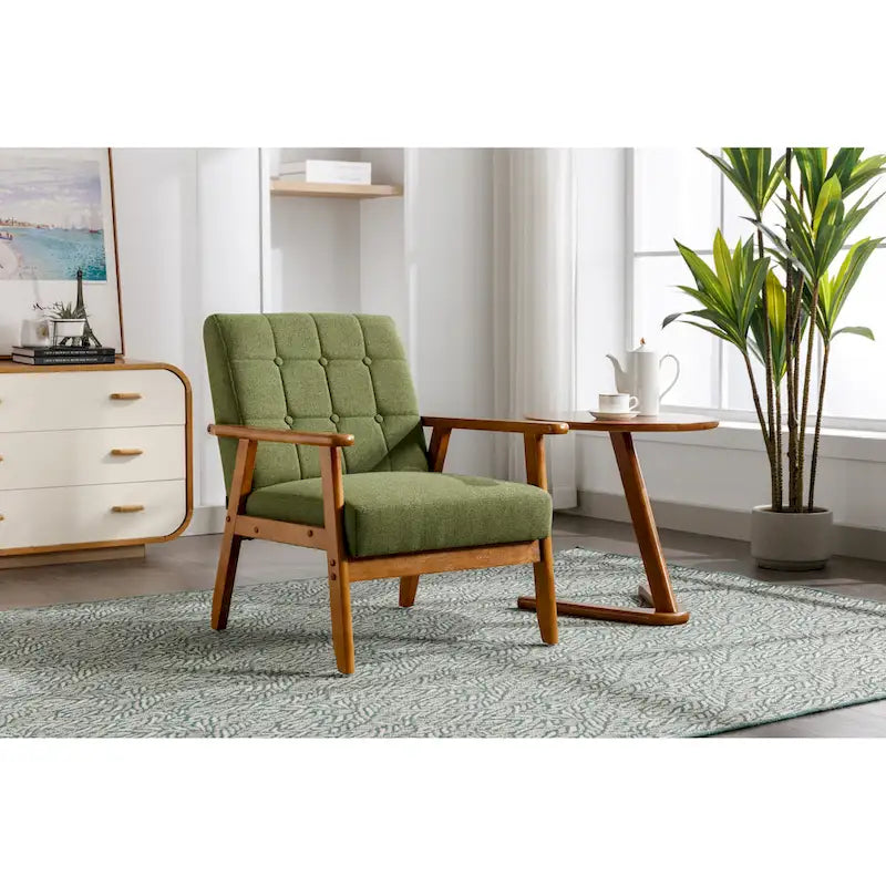 Chaise d’appoint en bois massif moderne du milieu du siècle pour salon, chambre ou studio