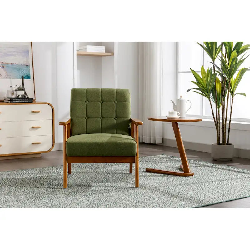 Chaise d’appoint en bois massif moderne du milieu du siècle pour salon, chambre ou studio