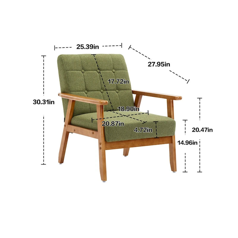 Chaise d’appoint en bois massif moderne du milieu du siècle pour salon, chambre ou studio
