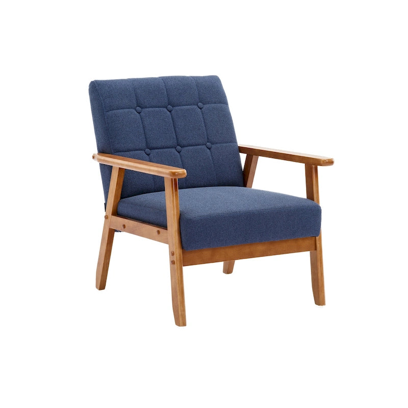 Chaise d’appoint en bois massif moderne du milieu du siècle pour salon, chambre ou studio