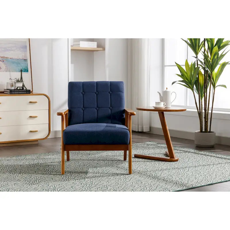 Chaise d’appoint en bois massif moderne du milieu du siècle pour salon, chambre ou studio