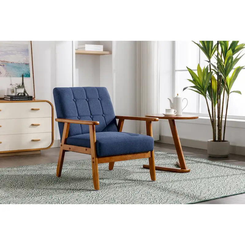 Chaise d’appoint en bois massif moderne du milieu du siècle pour salon, chambre ou studio