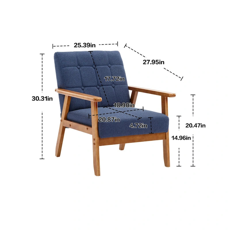 Chaise d’appoint en bois massif moderne du milieu du siècle pour salon, chambre ou studio