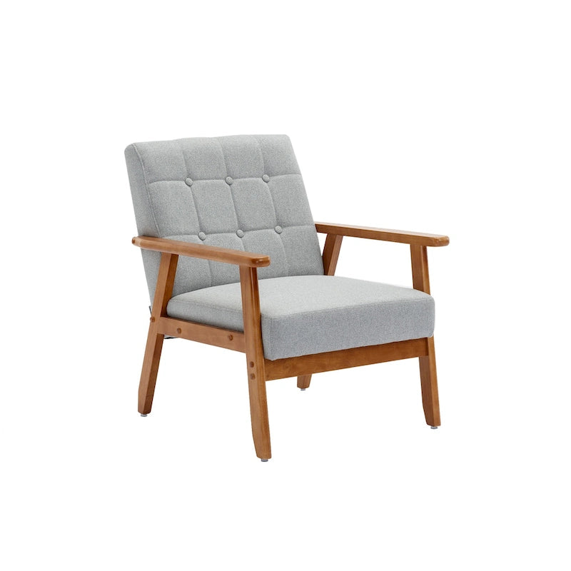 Chaise d’appoint en bois massif moderne du milieu du siècle pour salon, chambre ou studio