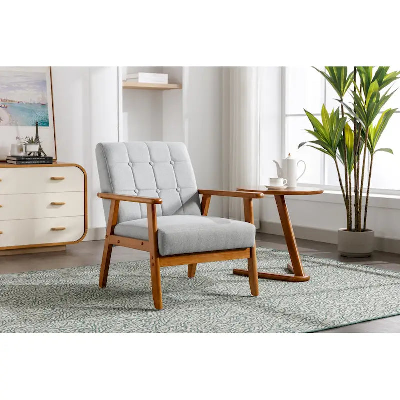 Chaise d’appoint en bois massif moderne du milieu du siècle pour salon, chambre ou studio