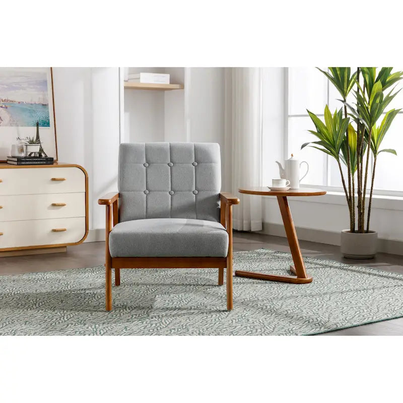Chaise d’appoint en bois massif moderne du milieu du siècle pour salon, chambre ou studio