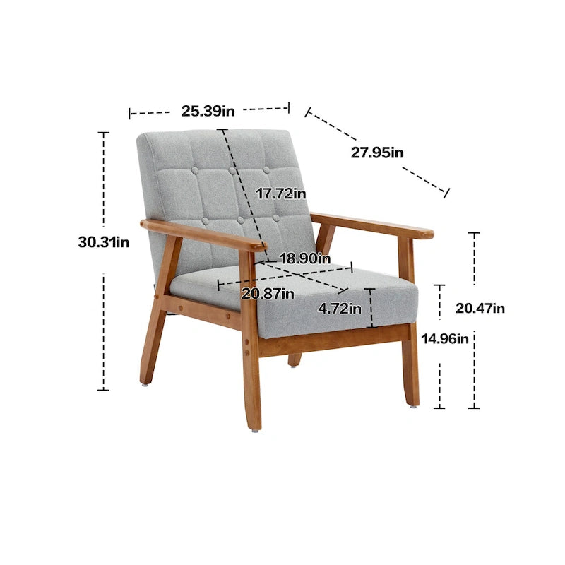 Chaise d’appoint en bois massif moderne du milieu du siècle pour salon, chambre ou studio