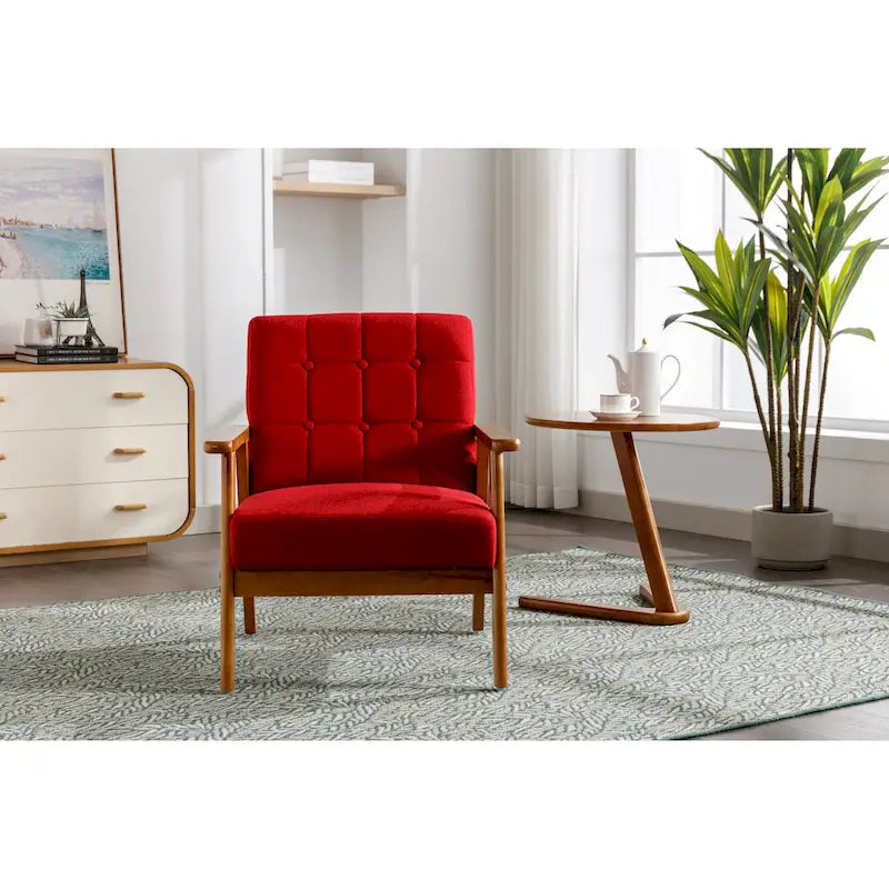 Chaise d’appoint en bois massif moderne du milieu du siècle pour salon, chambre ou studio