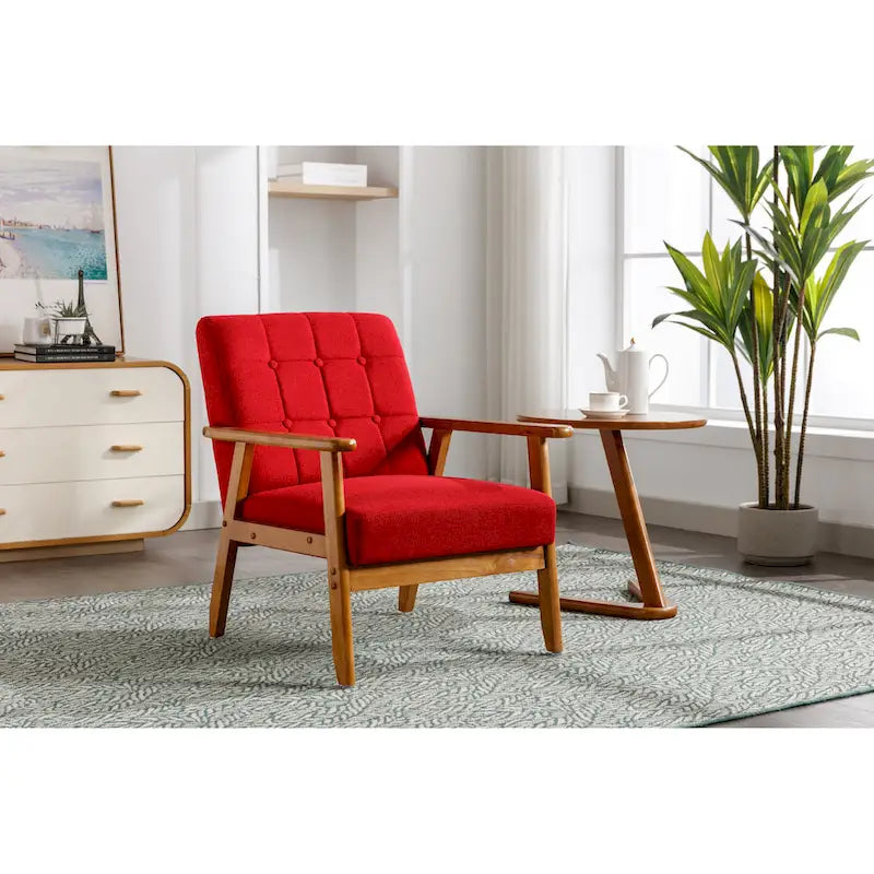 Chaise d’appoint en bois massif moderne du milieu du siècle pour salon, chambre ou studio