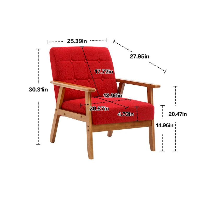 Chaise d’appoint en bois massif moderne du milieu du siècle pour salon, chambre ou studio