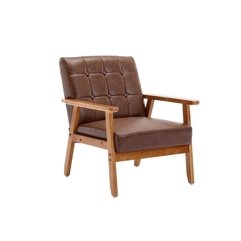 Chaise d’appoint en bois massif moderne du milieu du siècle pour salon, chambre ou studio