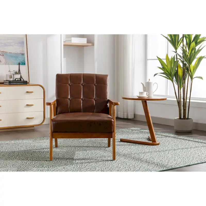 Chaise d’appoint en bois massif moderne du milieu du siècle pour salon, chambre ou studio