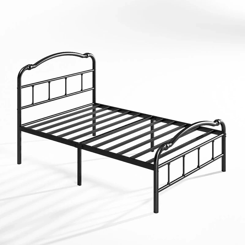 Estructura de cama metálica resistente de 14 de alto, de estilo vintage, soporta hasta 2500lbs, fácil de montar y sin chirridos