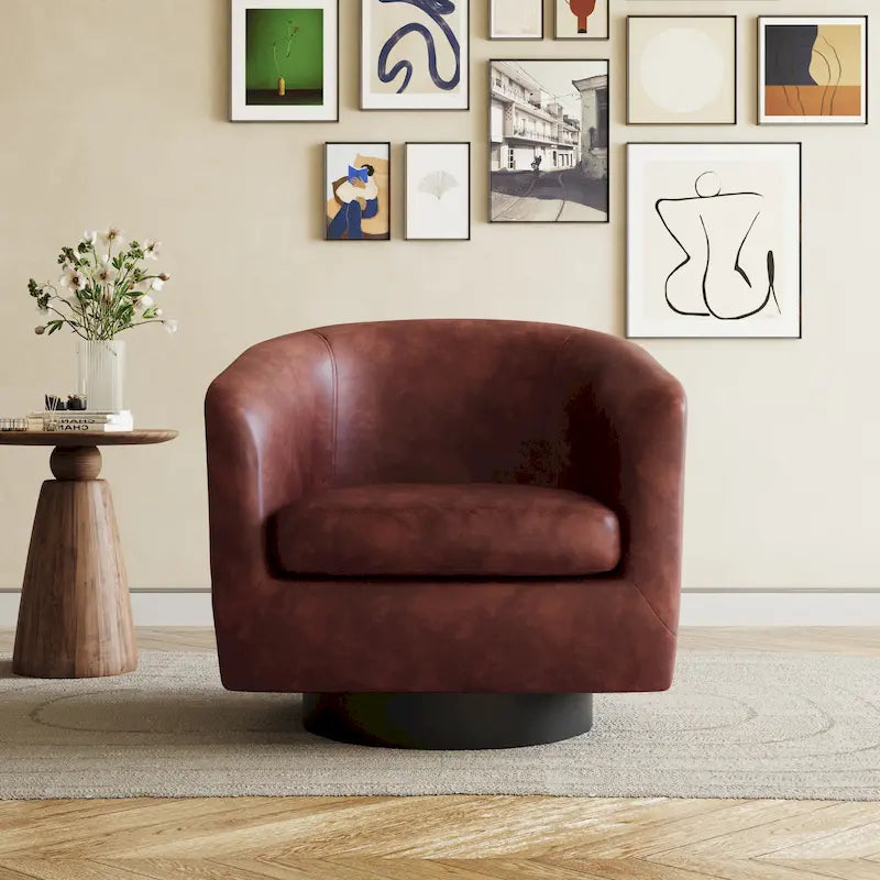 Moderne drehbare Akzentsessel mit 360°-Funktion, Sessel mit Schalenform und Armlehnen