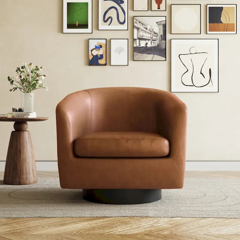 Moderne drehbare Akzentsessel mit 360°-Funktion, Sessel mit Schalenform und Armlehnen