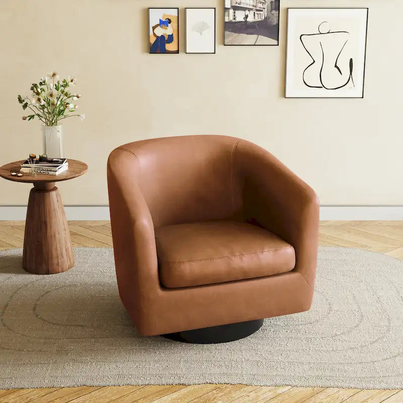 Moderne drehbare Akzentsessel mit 360°-Funktion, Sessel mit Schalenform und Armlehnen