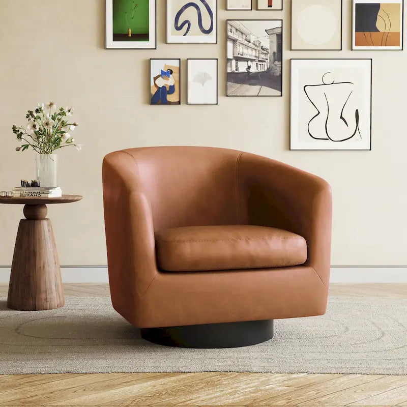 Moderne drehbare Akzentsessel mit 360°-Funktion, Sessel mit Schalenform und Armlehnen