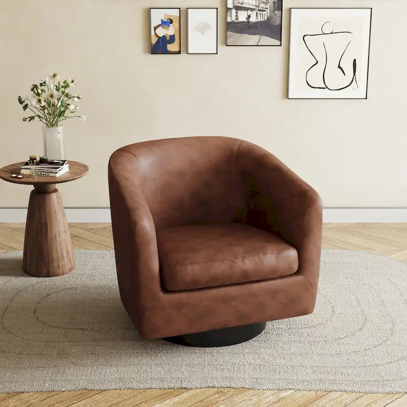 Moderne drehbare Akzentsessel mit 360°-Funktion, Sessel mit Schalenform und Armlehnen