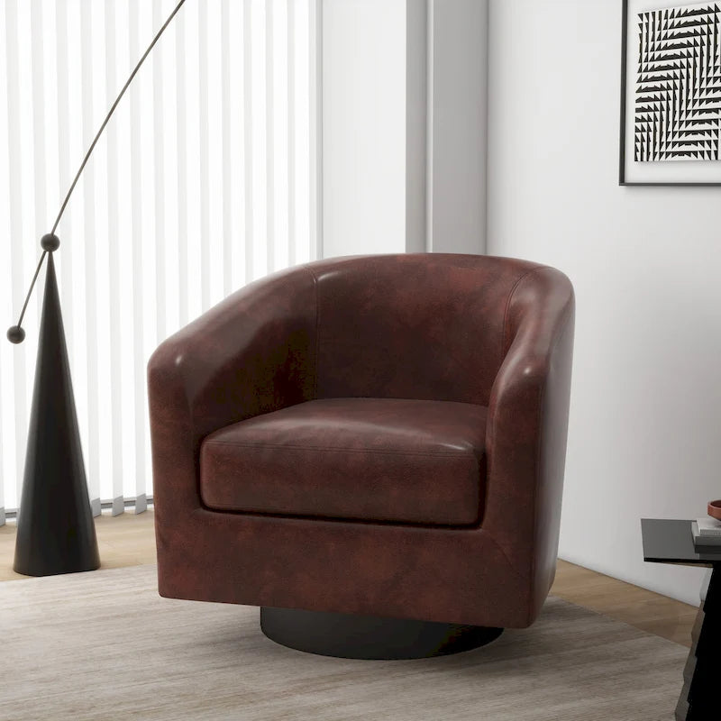 Moderne drehbare Akzentsessel mit 360°-Funktion, Sessel mit Schalenform und Armlehnen