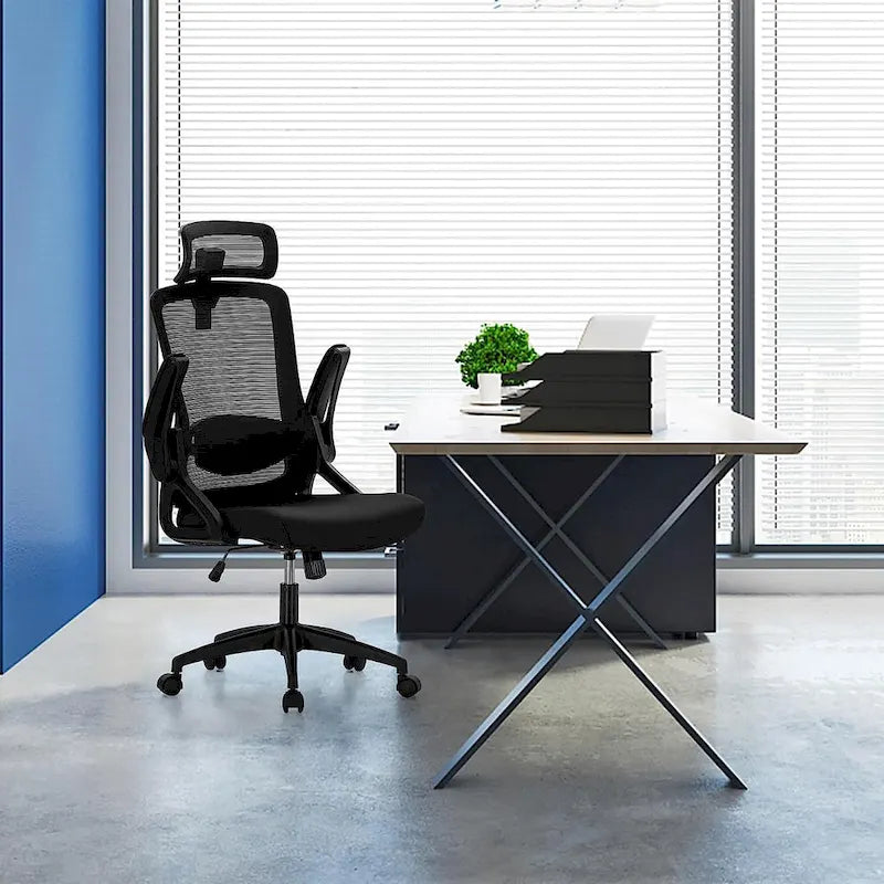 Silla ergonómica de escritorio para oficina con respaldo alto de malla, giratoria 360°, para computadora y ejecutivos
