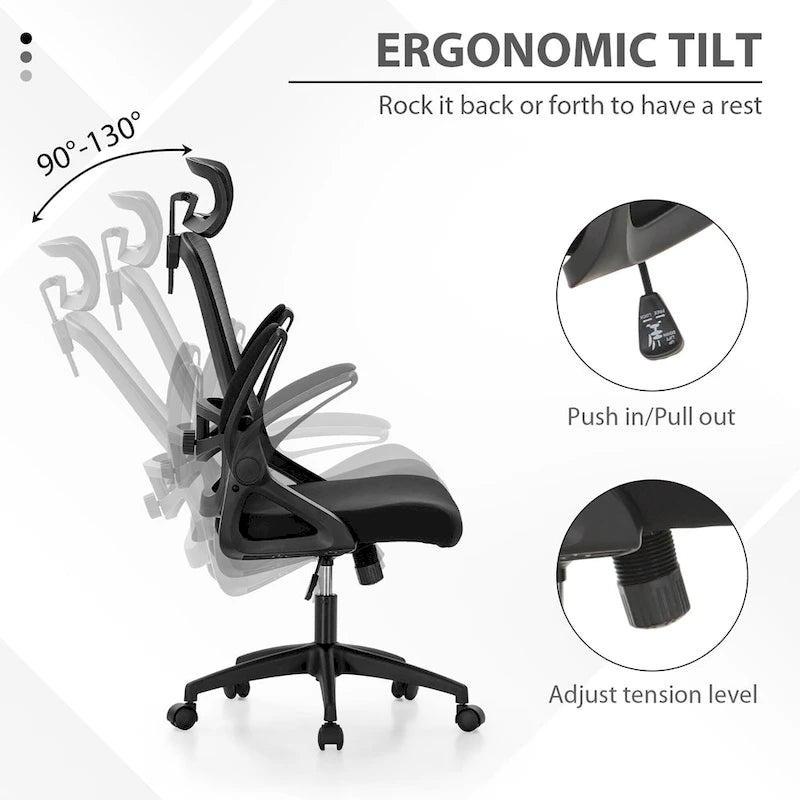 Ergonomischer Bürostuhl aus Netzstoff mit hoher Rückenlehne, drehbarer Chefsessel für den Computer