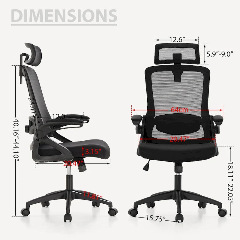 Ergonomischer Bürostuhl aus Netzstoff mit hoher Rückenlehne, drehbarer Chefsessel für den Computer