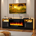 70-Zoll-TV-Ständer mit Kamin und 36-Zoll-Elektrokamin, für Fernseher bis 80 Zoll, LED-Beleuchtung in 16 Farben/Entertainment-Center