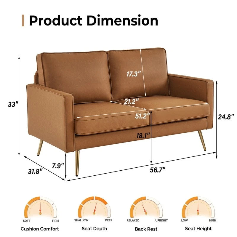 Modernes 56-Zoll-Zweisitzersofa