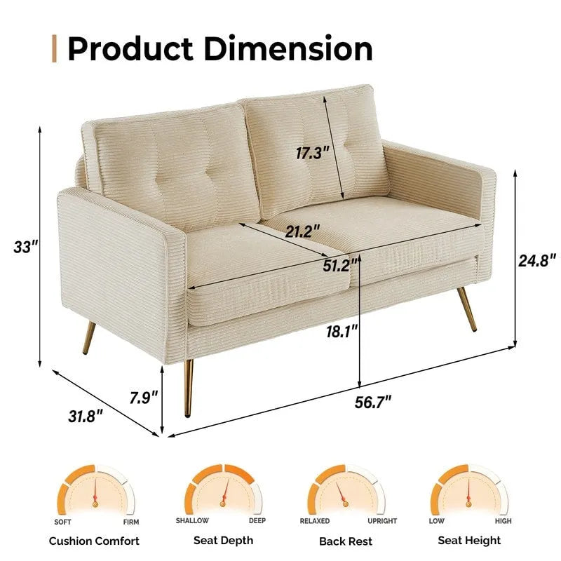 Modernes 56-Zoll-Zweisitzersofa