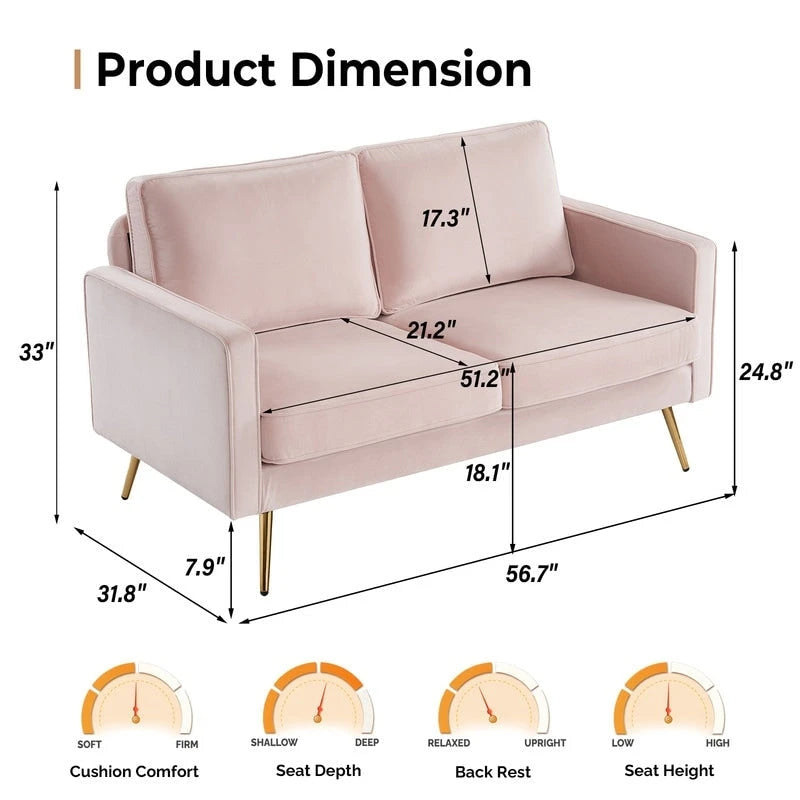 Modernes 56-Zoll-Zweisitzersofa