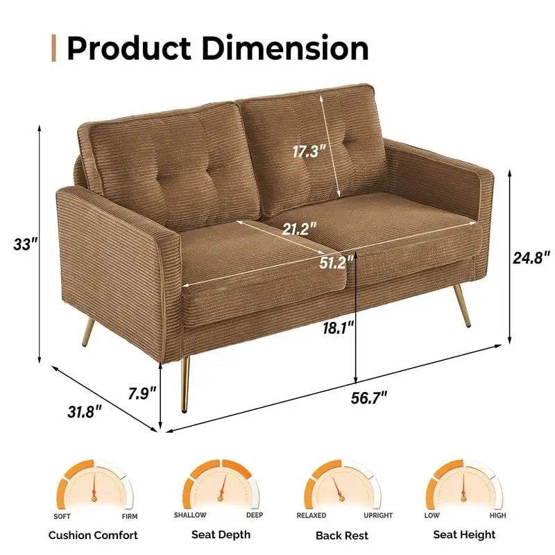 Modernes 56-Zoll-Zweisitzersofa