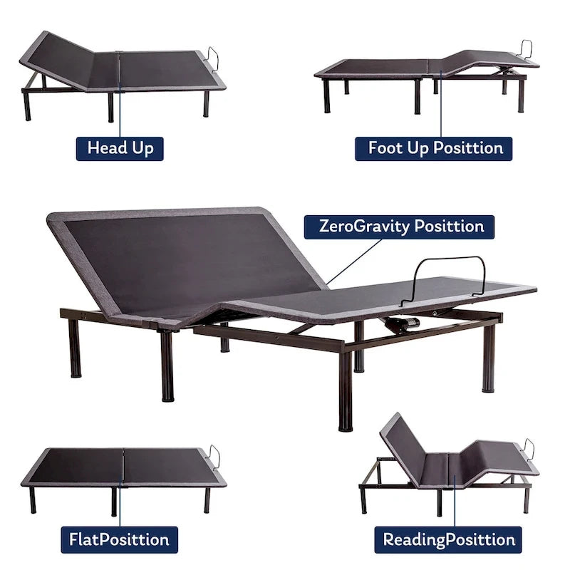 Cadre de lit réglable, inclinaison de la tête et des pieds, télécommande sans fil, base de lit réglable en apesanteur
