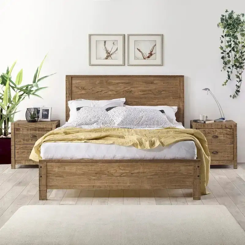 Yes4wood Albany Full Bed Frame with Headboard, Solid Wood
