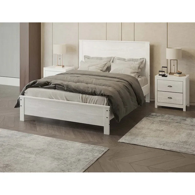 Estructura de cama de madera maciza tamaño matrimonial (con cabecero)