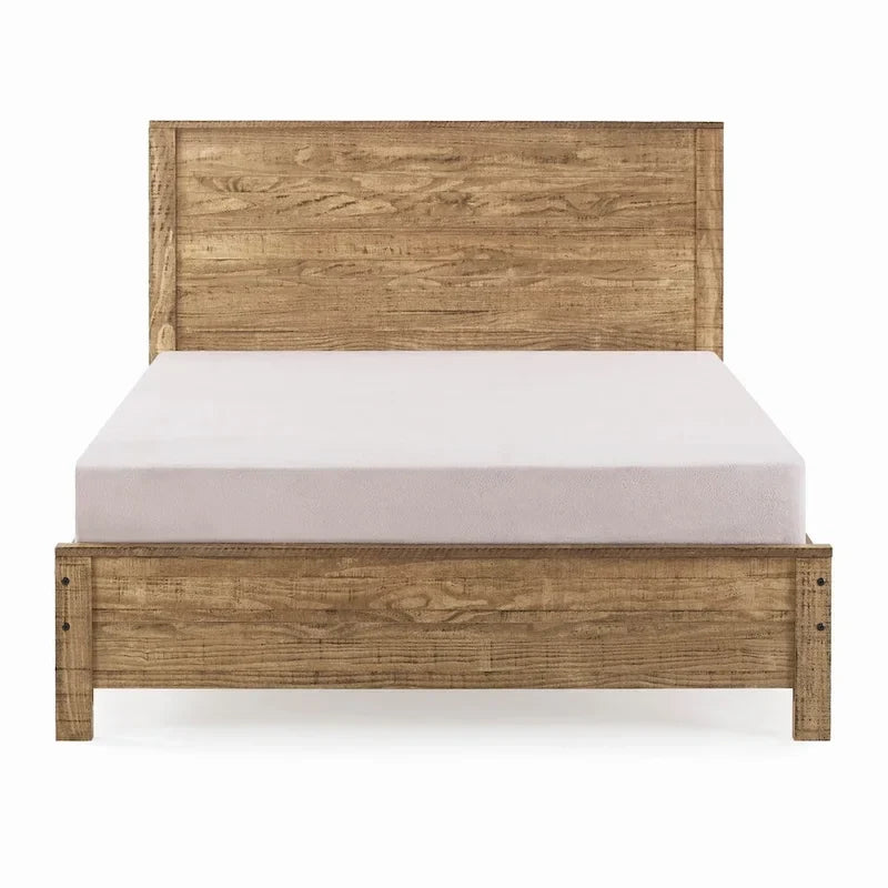 Estructura de cama de madera maciza tamaño matrimonial (con cabecero)