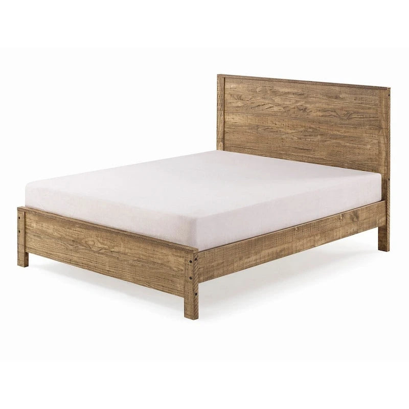 Estructura de cama de madera maciza tamaño matrimonial (con cabecero)