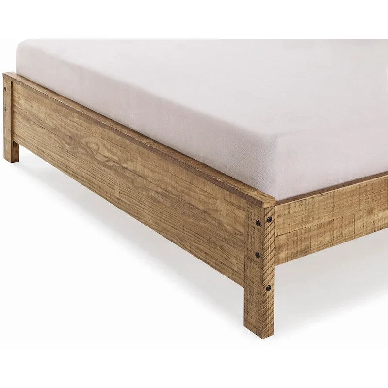 Estructura de cama de madera maciza tamaño matrimonial (con cabecero)